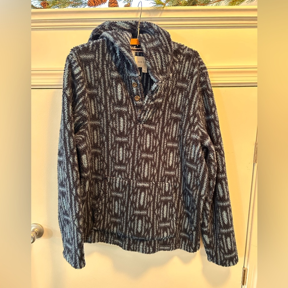 Sun + Stone Men's Regular-Fit‎ Geo-Print Fleece Hoodie LG
